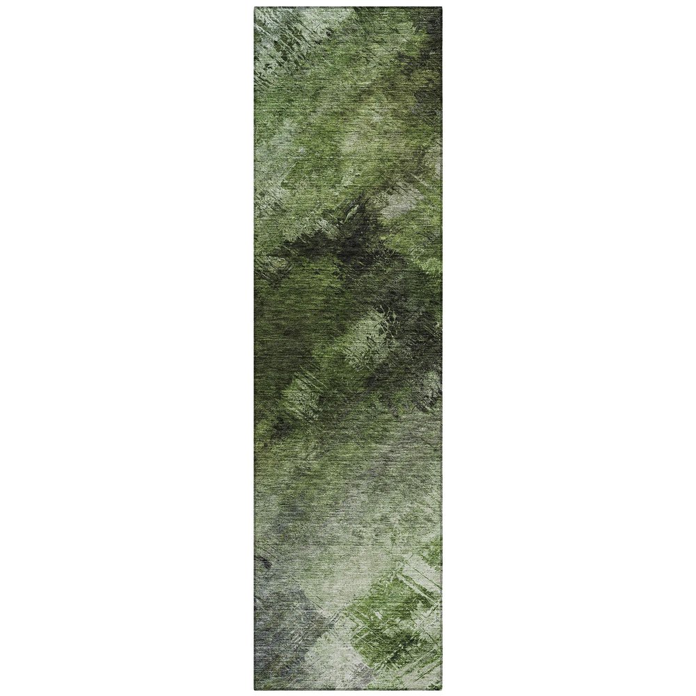Addison Rugs Chantille ACN590 Green 2'3" x 7'6" Indoor Outdoor Hallway Runner Rug, Stain Resistant Washable Kitchen Area Carpet for Bathroom, Laundry and Bedroom Rug
