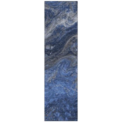 Addison Rugs Chantille ACN599 Blue 2'3" x 7'6" Indoor Outdoor Hallway Runner Rug, Stain Resistant Washable Kitchen Area Carpet for Bathroom, Laundry and Bedroom Rug