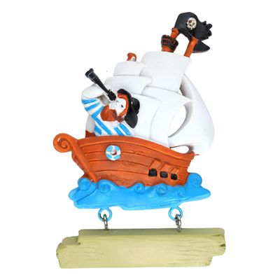 Needzo Customizable Pirate Ship Fridge Magnet, Personalized Refrigerator Accessory for Boys, 4 Inches