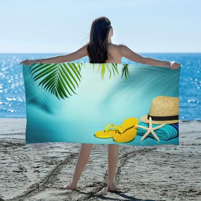 evimo Quick Dry Beach Towel, Oversized Soft Beach Starfish Shell Bath Towel, Quick Dry Sandless Beach Towel for Bathroom, Pool, Outdoor Camping and Sports, 31 x 61 inches