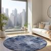 Addison Rugs Chantille ACN594 Blue 8' x 8' Indoor Outdoor Round Rug, Easy Clean, Machine Washable, Non Shedding, Bedroom, Living Room, Dining Room, Kitchen, Patio Rug view 2