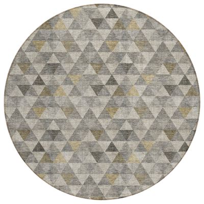 Addison Rugs Chantille ACN612 Taupe 8' x 8' Indoor Outdoor Round Rug, Easy Clean, Machine Washable, Non Shedding, Bedroom, Living Room, Dining Room, Kitchen, Patio Rug