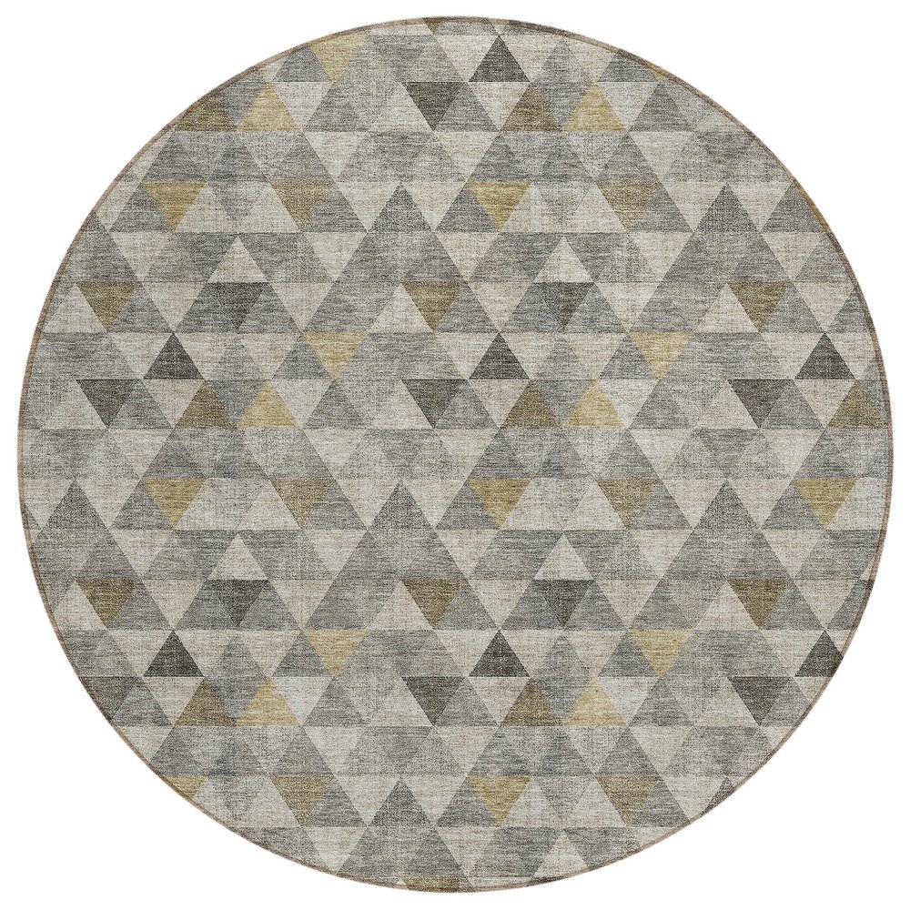 Addison Rugs Chantille ACN612 Taupe 8' x 8' Indoor Outdoor Round Rug, Easy Clean, Machine Washable, Non Shedding, Bedroom, Living Room, Dining Room, Kitchen, Patio Rug