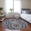 Addison Rugs Chantille ACN619 Black 8' x 8' Indoor Outdoor Round Rug, Easy Clean, Machine Washable, Non Shedding, Bedroom, Living Room, Dining Room, Kitchen, Patio Rug view 2