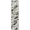 2' X 10' Charcoal and White Abstract Power Loom Stain Resistant Runner Rug view 1