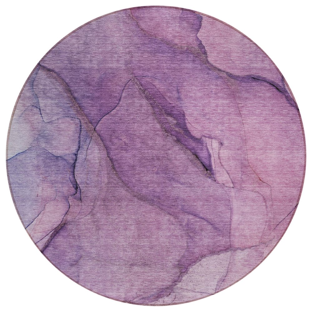 Addison Rugs Chantille ACN607 Purple 8' x 8' Indoor Outdoor Round Rug, Easy Clean, Machine Washable, Non Shedding, Bedroom, Living Room, Dining Room, Kitchen, Patio Rug