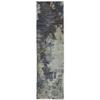 2' X 10' Navy and Blue Abstract Power Loom Stain Resistant Runner Rug view 1