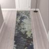 2' X 10' Navy and Blue Abstract Power Loom Stain Resistant Runner Rug view 2