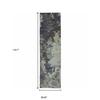 2' X 10' Navy and Blue Abstract Power Loom Stain Resistant Runner Rug view 3