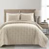 Lush Decor Hexagon Honeycomb Embroidered Textured Cotton 3 Piece Quilt Set, King/Cal King, Neutral view 1