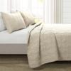 Lush Decor Hexagon Honeycomb Embroidered Textured Cotton 3 Piece Quilt Set, King/Cal King, Neutral view 2