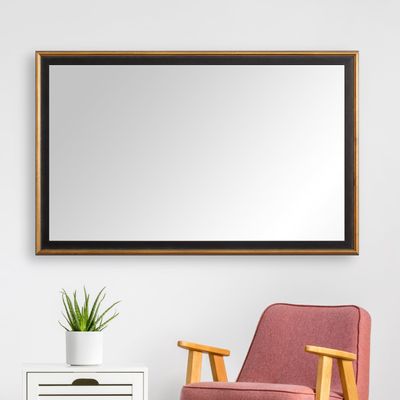 Frame My Mirror Gold Bathroom Mirror for Wall, 26" x 32" Antique Gold Bathroom Vanity Mirror, Made in USA, Hangs Horizontally or Vertically, Kendall Design