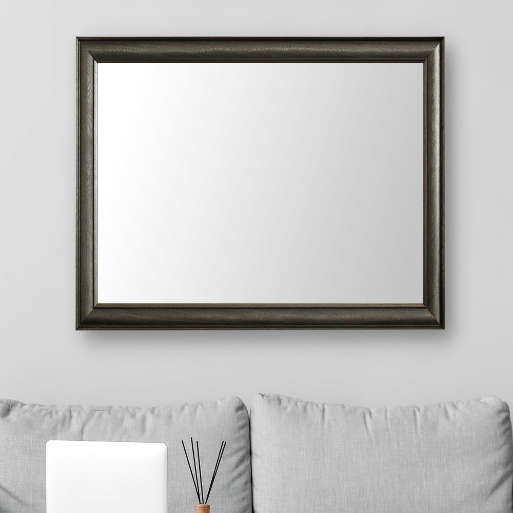 Frame My Mirror Silver Framed Mirror, 20" x 54" Mirror for Bathroom, Wood Frame, True Reflections Glass, Charcoal Finish, Oxfordshire Design, Hangs Horizontally or Vertically, Made in USA