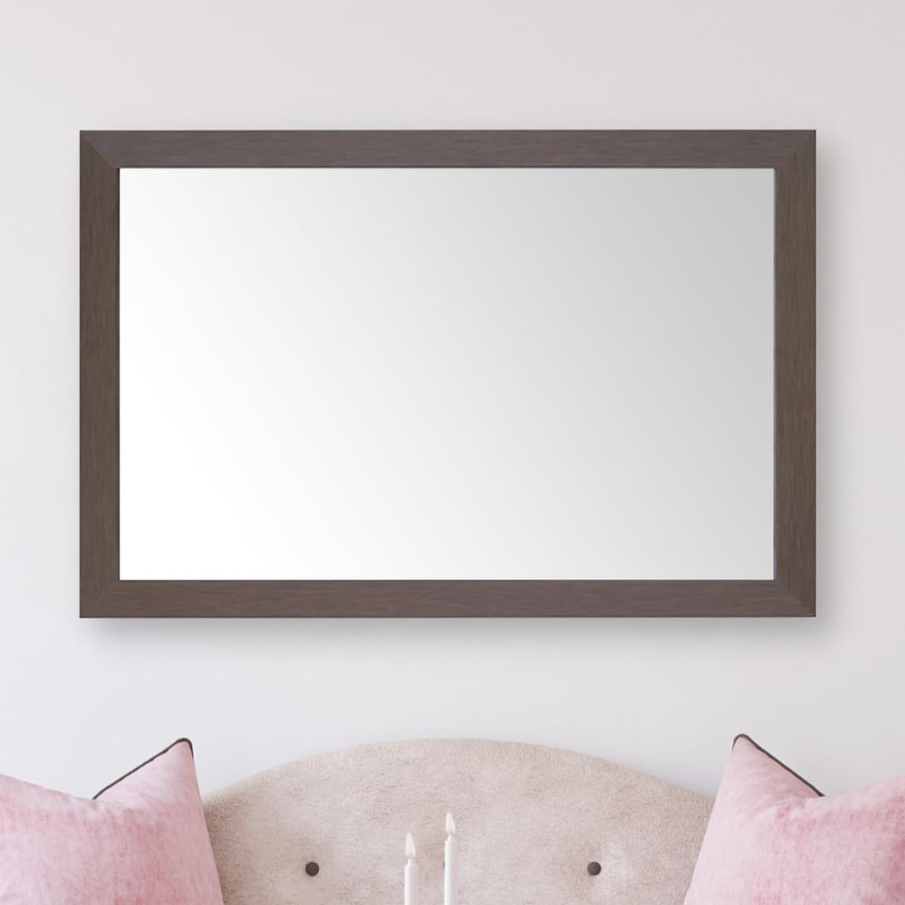 Frame My Mirror Brown Bathroom Mirror for Wall, 28" x 48" Espresso Textured Bathroom Vanity Mirror, Made in USA, Hangs Horizontally or Vertically, Meade Design