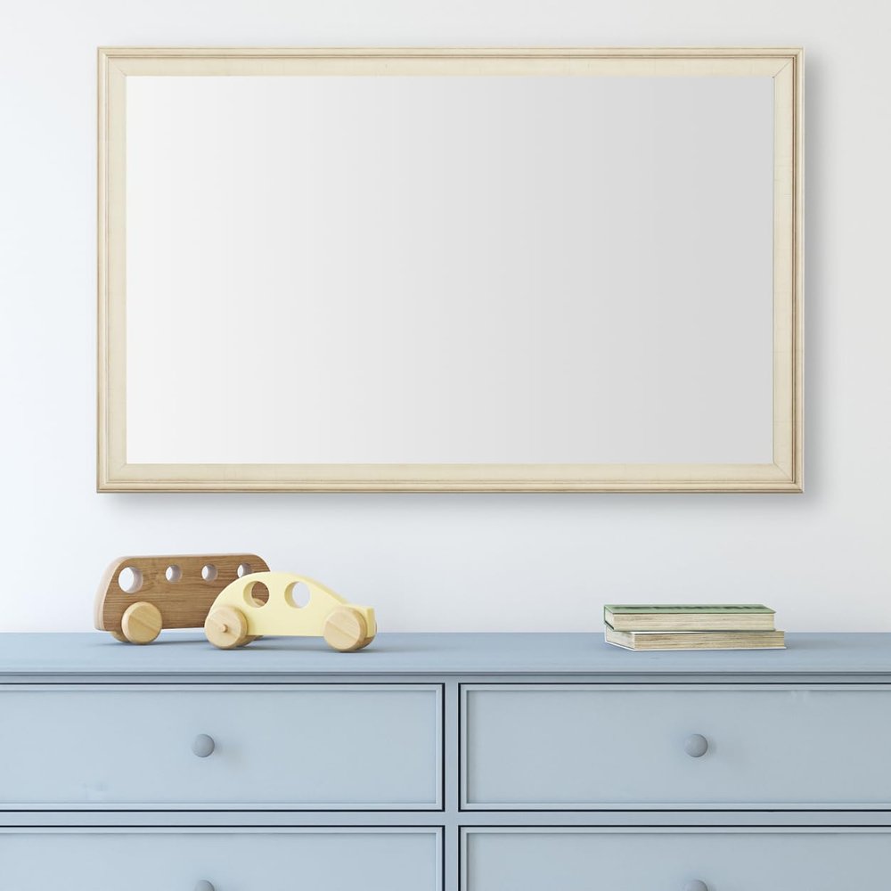 Frame My Mirror Ivory Bathroom Mirror for Wall, 20" x 48" Antique White Bathroom Vanity Mirror, Made in USA, Hangs Horizontally or Vertically, Kendall Design