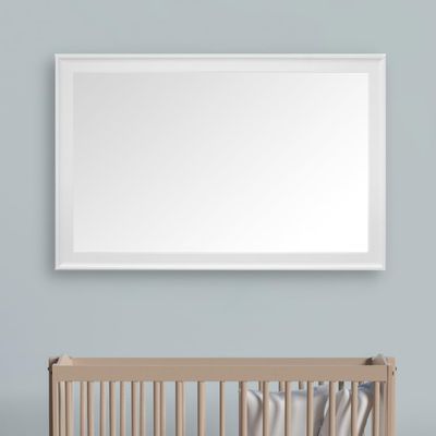Frame My Mirror White Bathroom Mirror for Wall, 26" x 32" White Bathroom Vanity Mirror, Made in USA, Hangs Horizontally or Vertically, Morgan Design