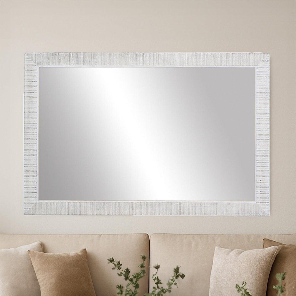 Frame My Mirror Ivory Bathroom Mirror for Wall, 20" x 60" Antique White Bathroom Vanity Mirror, Made in USA, Hangs Horizontally or Vertically, Huntington Design