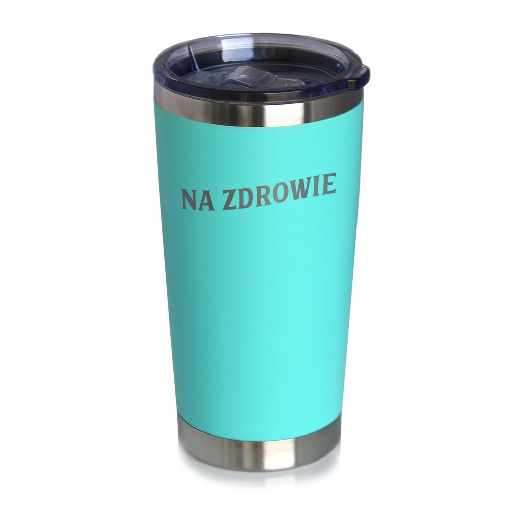 Bevvee Na Zdrowie - Polish Cheers - Insulated Coffee Tumbler Cup with Sliding Lid - Stainless Steel Insulated Mug - Cute Poland Themed Gifts or Party Decor for Women and Men - Teal