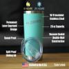 Bevvee Na Zdrowie - Polish Cheers - Insulated Coffee Tumbler Cup with Sliding Lid - Stainless Steel Insulated Mug - Cute Poland Themed Gifts or Party Decor for Women and Men - Teal view 4