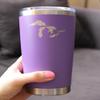 Bevvee Great Lakes Maps - Insulated Coffee Tumbler Cup with Sliding Lid - Stainless Steel Insulated Mug - Cute Outdoor Camping Mug - Purple view 3