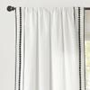 Lush Decor Olivia RIC Rac Embroidery Border Window Curtain Panel Single 42" W x 84" L Light Linen & Black - White Curtains for Living Room Or Bedroom view 1