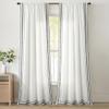 Lush Decor Olivia RIC Rac Embroidery Border Window Curtain Panel Single 42" W x 84" L Light Linen & Black - White Curtains for Living Room Or Bedroom view 2