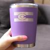 Bevvee Colorado Flag - Insulated Coffee Tumbler Cup with Sliding Lid - Stainless Steel Insulated Mug - Cute Outdoor Camping Mug - Purple view 3