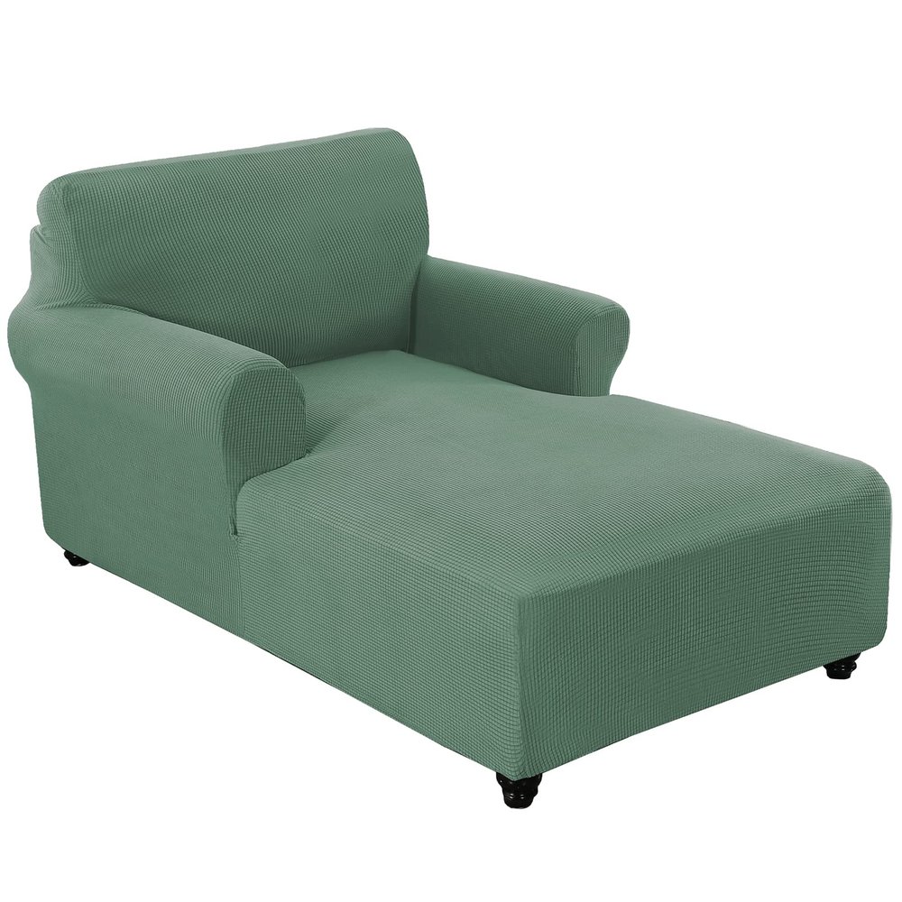 Chaise Lounge Cover, Stretch Chaise Covers for Living Room Chaise Slipcover with Double Arm Chaise Lounge Slipcover for Bedroom Chaise Soft Sofa Cover (Grass Green)