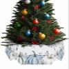 Christmas Tree Collar, Thanksgiving Fall Tree Skirts Xmas Tree Trunk Ring Collar Box Stand Cover for Artificial Trees Base Holder Cover Festival Decor Blue Grey Pumpkin Eucalyptus Leaves Botanical view 1