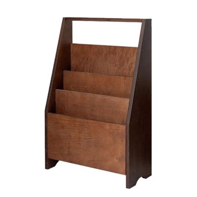 GRFIT Magazine Rack Brochure Display Stand Newspaper Rack, Floor-Standing Magazine Rack Walnut Magazine Rack Vintage Coffee Shop Small Bookcase Record Storage Shelf Magazine Display