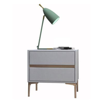 Bed Side Table Modern Nightstand, Bedside Table with Faux Leather Appearance Design, Wooden Frame and Metal Table Legs, Bedroom Living Room FurnitureLight Gray Night Stand (Size : L40xD40xH48cm)