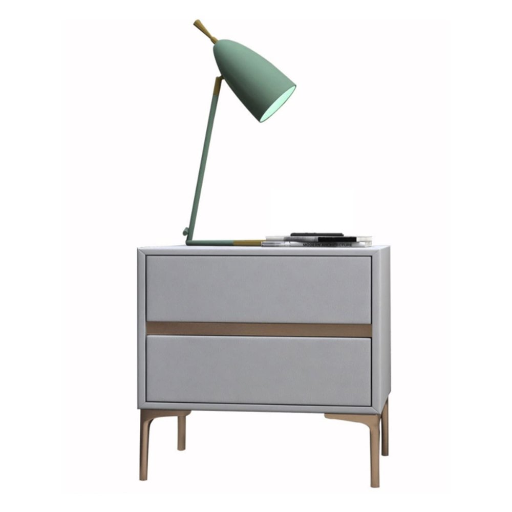 Bed Side Table Modern Nightstand, Bedside Table with Faux Leather Appearance Design, Wooden Frame and Metal Table Legs, Bedroom Living Room FurnitureLight Gray Night Stand (Size : L40xD40xH48cm)