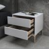 Bed Side Table Modern Nightstand, Bedside Table with Faux Leather Appearance Design, Wooden Frame and Metal Table Legs, Bedroom Living Room FurnitureLight Gray Night Stand (Size : L40xD40xH48cm) view 2