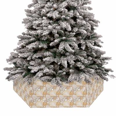 Christmas Tree Collar, Coastal Tree Skirts Xmas Tree Trunk Ring Collar Box Stand Cover for Artificial Trees Base Holder Cover Festival Decor Summer Beach Starfish Ocean Conch Shell