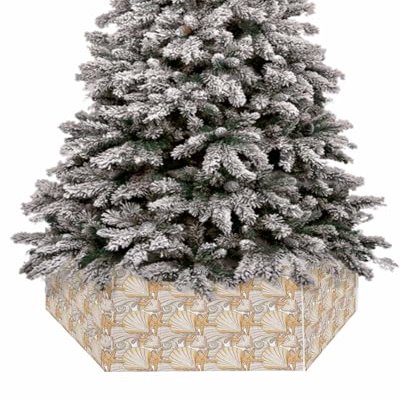 Christmas Tree Collar, Coastal Tree Skirts Xmas Tree Trunk Ring Collar Box Stand Cover for Artificial Trees Base Holder Cover Festival Decor Summer Beach Starfish Ocean Conch Shell