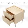 Bed side table Gray Nightstand 2 Drawers Large Capacity Wooden Bedside Table with Metal Legs Wear-resistant Rock Slate Countertop Nightstand for Bedroom Living Room Night stand ( Size : L40xD40xH50cm view 3