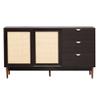 Tdewlye Featured Two-Door Large Storage Cabinet with Three DrawersMetal Handles and Rattan Door for Corridors, Entrances, Living Rooms, Study,Hallway,Dinner Room (Brown-@1.2.3) view 4