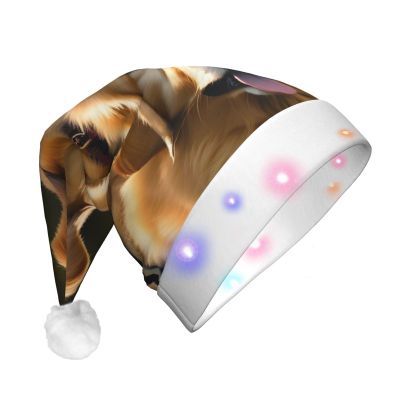 BrUgui Festive LED Christmas Hat - Long-Lasting Colors, Three Flashing Modes, Perfect Holiday Accessory! Golden Retrievers