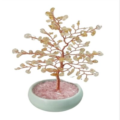 Crystal Tree Natural Yellow Crystal Lucky Tree Desktop Small Ornaments Handmade Decorations Peach Tree Gift Crystal Feng Shui Tree