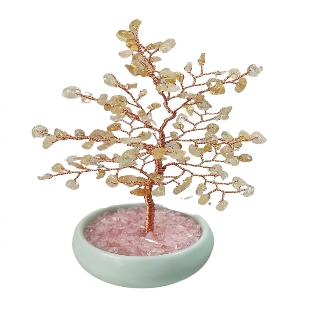 Crystal Tree Natural Yellow Crystal Lucky Tree Desktop Small Ornaments Handmade Decorations Peach Tree Gift Crystal Feng Shui Tree