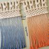 Ombre handmade Teal Macrame wall hanging, Bohemian Wall decor, Dip dyed wall tapestry, Beautiful natural cotton art piece with wooden dowel (Petal Pink) view 3
