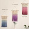 Ombre handmade Teal Macrame wall hanging, Bohemian Wall decor, Dip dyed wall tapestry, Beautiful natural cotton art piece with wooden dowel (Petal Pink) view 4