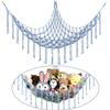 Stuffed Animal Hammock Corner, Hand-knitted Large Plushie Net Toy Hammock with Wooden Rings | Boho Cute Stuff Animal Storage for Nursery & Bedroom | Mesh Kids Toy Organizer Holder Nursery Room Decor view 1