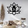 Metal Wall Art, Lotus Flower Metal Wall Decor, OM Lotus Flower Metal Wall Art, Metal OM Wall Decor, Lotus Wall Decor, Lotus Flower Wall Art, OM Wall Art, Yoga Wall Decor, Wall Hangings (White, 27"x24"|69x62cm) view 3