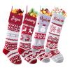 Dreamdecor Personalized Christmas Stockings with Names Monogram, 18 Large Family Knitted Xmas Stocking with Leather Nameplate for Kids, 1 Pack Customized Christmas Stockings for Fireplace Holiday view 1