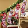 Dreamdecor Personalized Christmas Stockings with Names Monogram, 18 Large Family Knitted Xmas Stocking with Leather Nameplate for Kids, 1 Pack Customized Christmas Stockings for Fireplace Holiday view 3