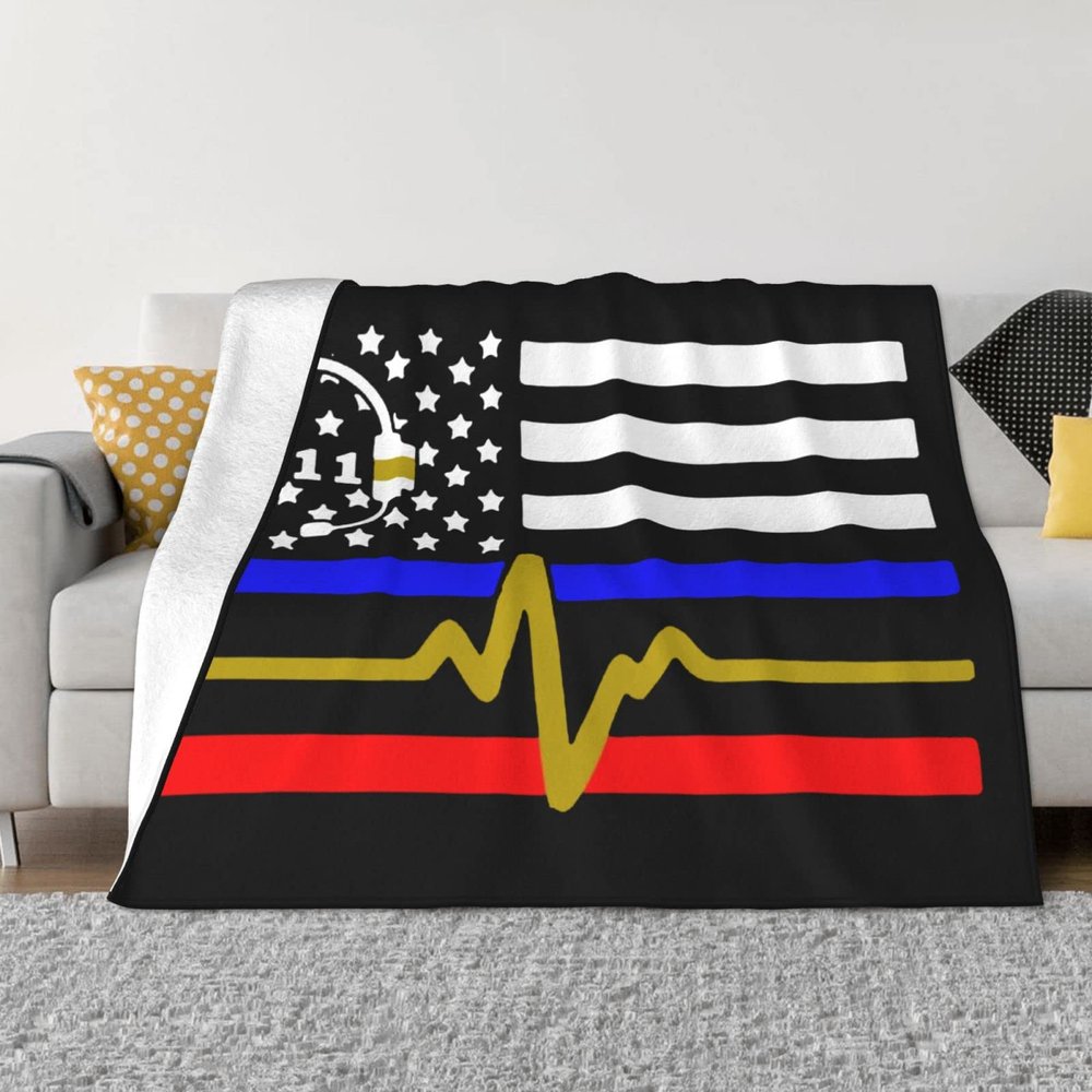 911 Dispatcher Thin Blue Line Red Flag Lightweight Super Soft and All Season Warm,Thermal Blanket, Blanket for Sofas