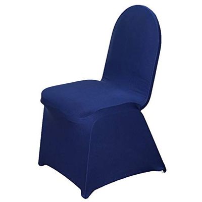 Balsa Circle 6 pcs Navy Blue Spandex Stretchable Banquet Chair Covers for Party Wedding Linens Decorations Dining Ceremony Reception Supplies