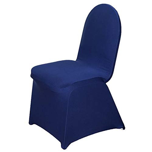 Balsa Circle 6 pcs Navy Blue Spandex Stretchable Banquet Chair Covers for Party Wedding Linens Decorations Dining Ceremony Reception Supplies
