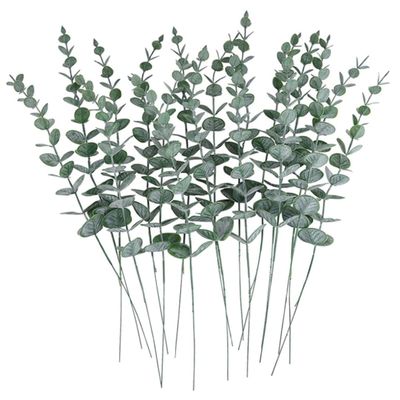Muzrunq Artificial Eucalyptus Stems Leaves Faux Greenery Branches Eucalyptus Stems for Flower Arrangement Wedding Home Table Centerpiece Party Decoration Green 24 Pcs..